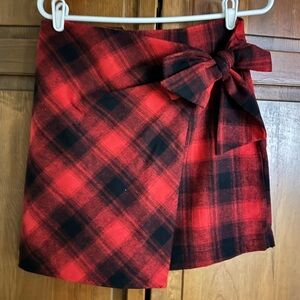 Pink Lily Plaid bow wrap skirt